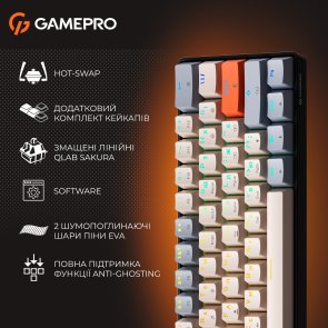 Клавіатура GamePro MK130 V2 Infinity QLAB Sakura ENG/UKR Black (MK130-V2-B-QS)