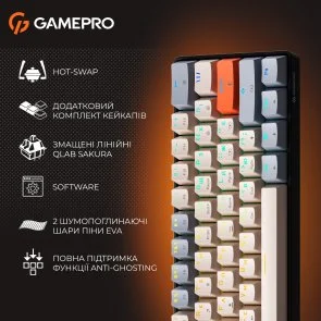 Фото: Клавіатура GamePro MK130 V2 Infinity QLAB Sakura ENG/UKR Black (MK130-V2-B-QS) № 11 | KTC