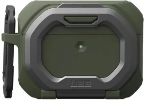 Фото: Чохол UAG for Airpods Pro 3nd Gen 2025 - Monarch with Built-in Phone Stand Olive Drab/Silver (104131117233) № 10 | KTC