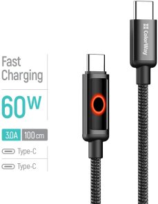 Кабель ColorWay CBPDCC103 60W Type-C / Type-C 1m Black (CW-CBPDCC103-BK)