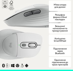 Миша Logitech Signature Comfort Plus M850 L Wireless Off White (910-007716)