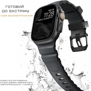 Фото: Ремінець Nomad for Apple Watch 46mm/49mm - Rocky Point Band Black Titanium Hardware Storm (NM014803858) № 11 | KTC