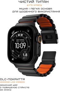 Ремінець Nomad for Apple Watch 46/49mm - Stratos Black Hardware Ultra Orange (NM011116858)