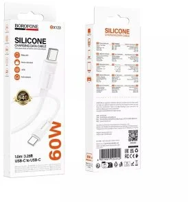 Фото: Кабель BOROFONE BX123 Leya 60W Type-C / Type-C 1m White (6941991124242) № 3 | KTC