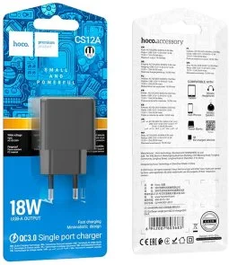 Фото: Зарядний пристрій Hoco CS12A Ocean QC3.0 18W Black (6942007603683) № 4 | KTC