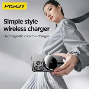 Фото: Бездротовий зарядний пристрій Pisen TP-C56 Qi2 Magnetic Desktop Charging Base 15W Black № 7 | KTC