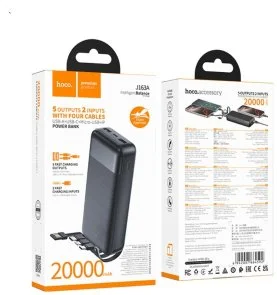 Фото: Батарея універсальна Hoco J163A 20000mAh 10W Black built-in cable (6942007664592) № 4 | KTC