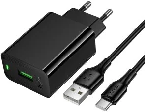 Фото: Зарядний пристрій Hoco CS92A Leader 18W Black with AM/Type-C (6942007671057) № 3 | KTC