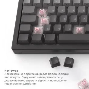 Фото: Клавіатура Ajazz AK820 V2 White Peach Switch WL/BT/USB Black/Grey/Yellow (AK820-V2-WP-BGY) № 14 | KTC