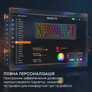 Фото: Клавіатура Ajazz NK68 V2 Red Switch USB Black (NK68-V2-R-S-B) № 9 | KTC