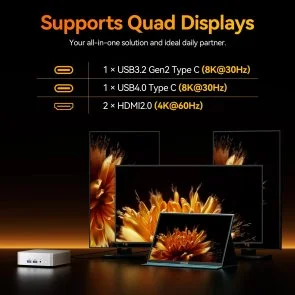 Фото: Персональний комп'ютер GEEKOM A8 (GMA8R98945HS-321T-EU) - AMD Ryzen 9 8945HS / 32 ГБ / PCI-E SSD 1 ТБ / AMD / Radeon Graphics, UMA / 120 Вт № 5 | KTC