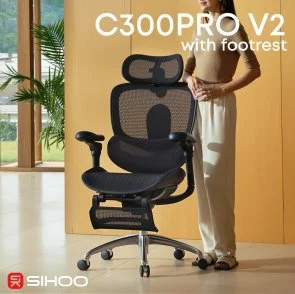 Фото: Крісло SIHOO C300 Pro V2 with footrest Black (C300-PRO-V2-B101-JT) № 5 | KTC