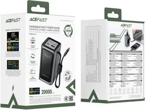 Фото: Батарея універсальна Acefast M33 20000mAh 100W Black Built-in Cable (6974316286363) № 6 | KTC