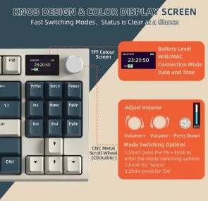 Фото: Клавіатура Attack Shark K86 Blue Whale Switch WL/BT/USB Retro Blue (K86RB_AS) № 3 | KTC