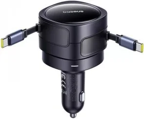 Фото: Автомобільний зарядний пристрій Baseus Enjoyment Max Retractable Cable 60W Black (C00035507121-01) № 2 | KTC