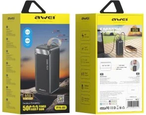 Фото: Батарея універсальна Awei 50000mAh PA-81 65W Black (6954284029551) № 3 | KTC