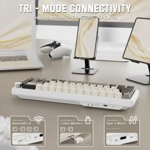 Фото: Клавіатура Attack Shark X66 ENG/UKR WL/BT/USB Cheese White (X66CW_AS) № 11 | KTC