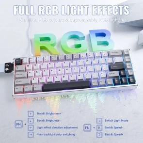 Фото: Клавіатура Attack Shark X68 Max HE ENG/UKR USB Starlight White (X68MAXSW_AS) № 7 | KTC
