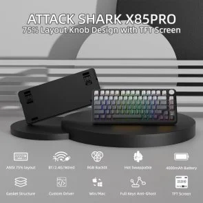 Фото: Клавіатура Attack Shark X85 Pro ENG/UKR WL/BT/USB Moonlit Night (X85PROMN_AS) № 3 | KTC