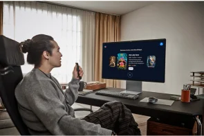 Фото: Монітор Samsung Smart M90SF Monitor (LS32FM902SZXUA) - 32" OLED / 3840×2160 / 165 Гц / AMD FreeSync Premium Pro, Nvidia G-Sync / Pivot / HAS № 10 | KTC