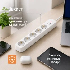 Фото: Мережевий фільтр ColorWay CW-PSEA1655W 5/5m White № 9 | KTC
