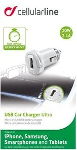 Фото: Автомобільний зарядний пристрій Cellular Line USB Car Charger Ultra White (MICROCBRUSB2AW) № 2 | KTC