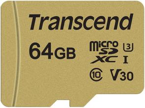 Карта пам'яті Transcend 500S V30 Micro SDXC 64GB TS64GUSD500S