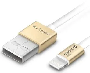 Фото: Кабель WSKEN Charging Data AM / Lightning MFI 1m Golden (Golden AXTM-03) № 3 | KTC