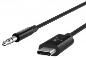 Перехiдник USB (Type-C) to Jack 3.5 mm/Power, Belkin RockStar, Black