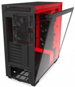 ATX, NZXT H710, No PSU, Fan 3x12cm, 1x14cm, 2xUSB3.0, 1xType-C, Matte Black/Red, прозора бокова стінка