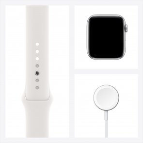 Смарт годинник Apple Watch Series SE GPS 44mm Silver Aluminium Case with White Sport Band (MYDQ2)