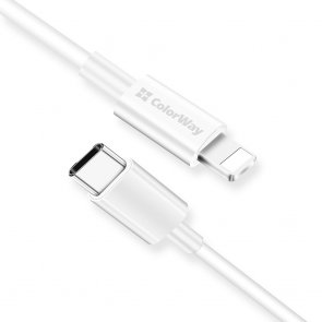 Кабель ColorWay PD Fast Charging CM / Lightning 1m White (CW-CBPDCL032-WH)