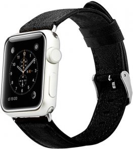 JISON for Apple Watch 41/40/38mm - Leather Loop Band Black