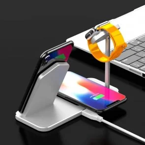 Фото: Бездротова зарядна станція Aoduke Wireless charge iPhone / Apple Watch / AirPods - Silver (Oude-S3n1) № 6 | KTC