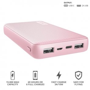  Батарея універсальна Trust Primo Compact 15000mAh Pink (23901_TRUST)