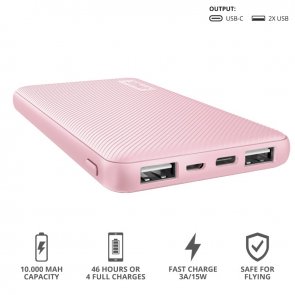 Батарея універсальна Trust Primo Ultra-thin 10000mAh Pink (23897_TRUST)