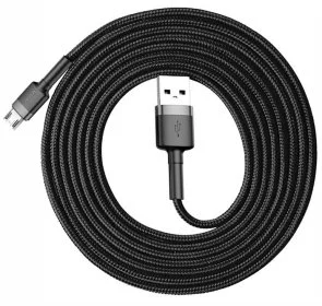 Фото: Кабель Baseus Cafule 1.5A AM / Micro USB 2m Grey/Black (CAMKLF-CG1) № 2 | KTC
