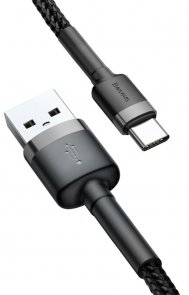 Кабель Baseus Cafule 2A AM / Type-C 2m Grey/Black (CATKLF-CG1)