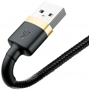 Фото: Кабель Baseus Cafule 2.4A AM / Lightning 1m Gold/Black (CALKLF-BV1) № 2 | KTC