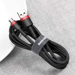 Фото: Кабель Baseus Cafule 2.4A AM / Micro USB 1m Black/Red (CAMKLF-B91) № 6 | KTC