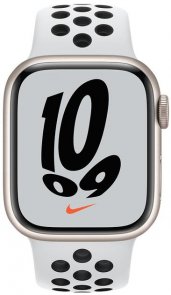 Смарт годинник Apple Watch Nike Series 7 GPS 41mm Starlight Aluminium Case with Pure Platinum/Black (MKN33)