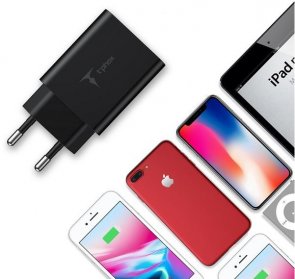Зарядний пристрій T-PHOX Mini 1xUSB 12W 2.4A Black with Micro USB 1.2m Black (Mini(B)+Micro)