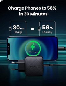 Зарядний пристрій UGREEN CD217 65W GAN Charger Black (UGR-70817)