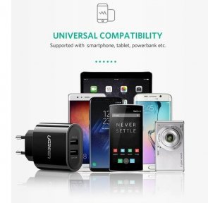 Зарядний пристрій UGREEN CD104 2xUSB 3.4A Black (UGR-20383)