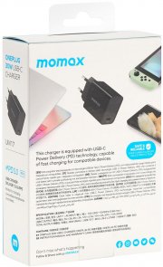 Мережевий зарядний пристрій Momax One Plug PD 30W, Black