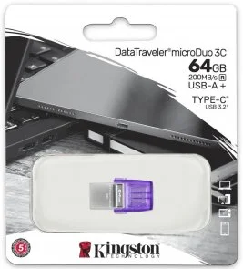 Фото: Флешка USB Kingston DataTraveler microDuo 3C 64GB (DTDUO3CG3/64GB) № 3 | KTC