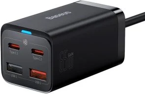 Фото: Зарядний пристрій Baseus GaN 3 Pro 2xUSB 2xType-C 65W Black with Type-C/Type-C 100W (CCGP040101) № 3 | KTC