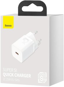 Зарядний пристрій Baseus Super Si Quick Charger 25W White (CCSP020102)