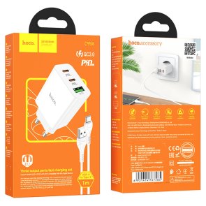 Зарядний пристрій Hoco C99A 20W White with Type-C cable (37052)