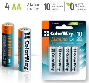Фото: Батарейка ColorWay Alkaline Power LR06 AA BL/4 (CW-BALR06-4BL) № 2 | KTC